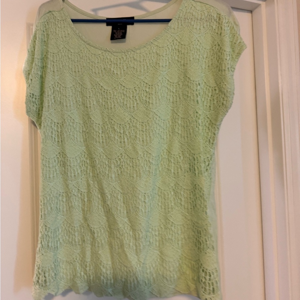 89th & Madison Green Smocked Cap Sleeve Blouse